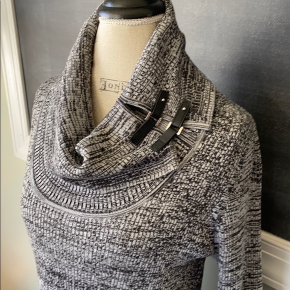 Dana Buchman Black Grey Cowl Neck Dress L - Picture 3 of 6